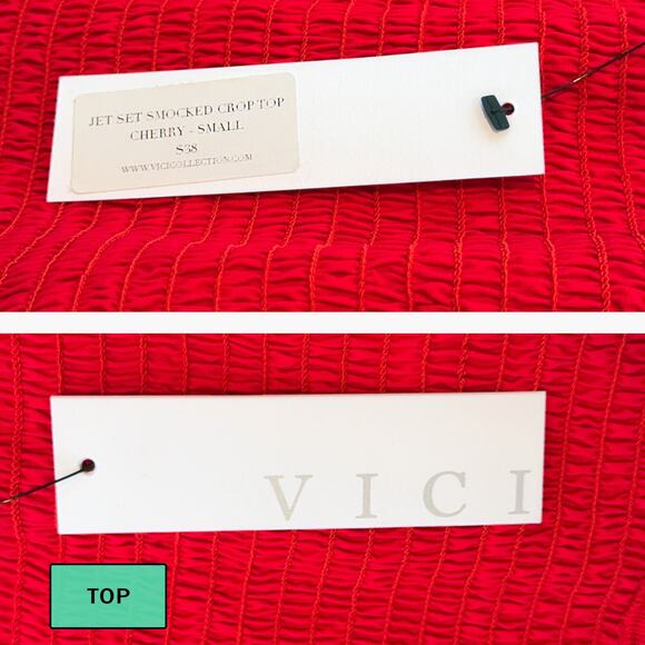 NWT VICI "Jet Set" Smocked Crop Top & Ruffle Mini Skirt (Cherry | Size S) - Picture 9 of 11